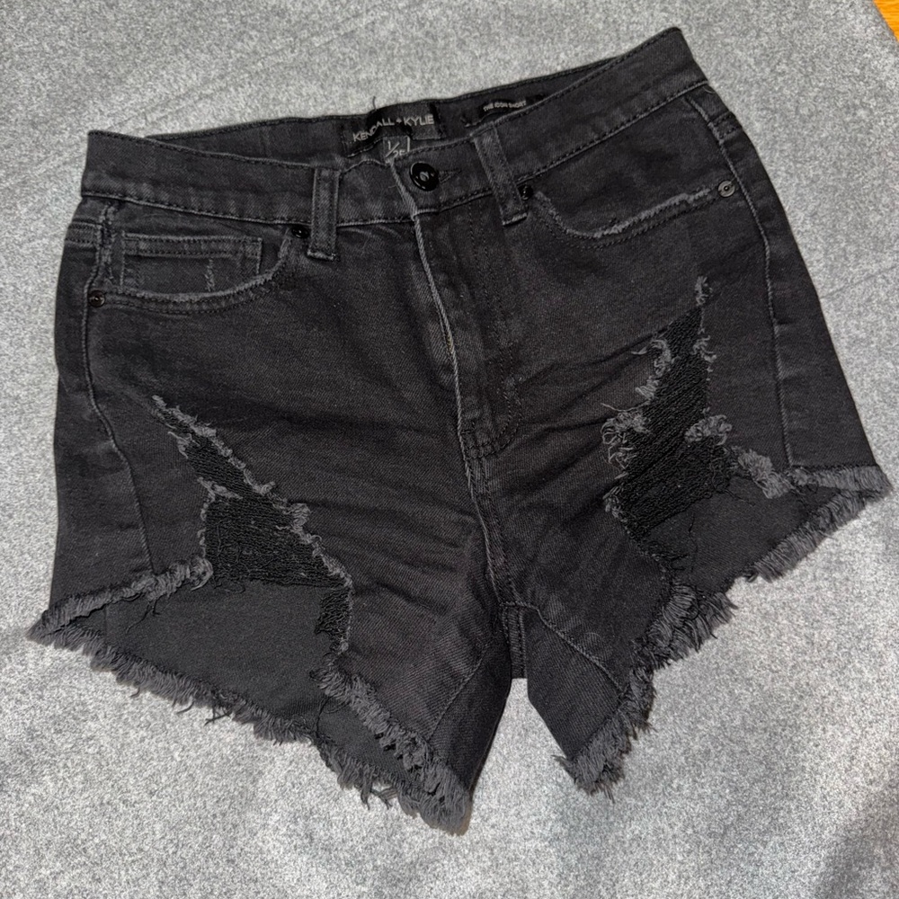 Kendall & Kylie Black Distressed Jean Shorts